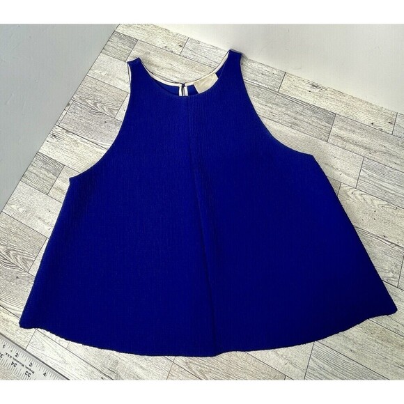 Le Fou Wilfred Top Womens X/S Blue Crop Top Minimalist Capsule Wardrobe - Picture 1 of 7